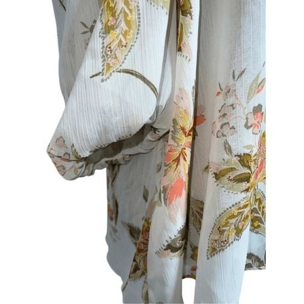 Cato Womens Off the Shoulder Blouse XL Floral White Boho Peasant Sheer Flowy Top - Picture 6 of 9
